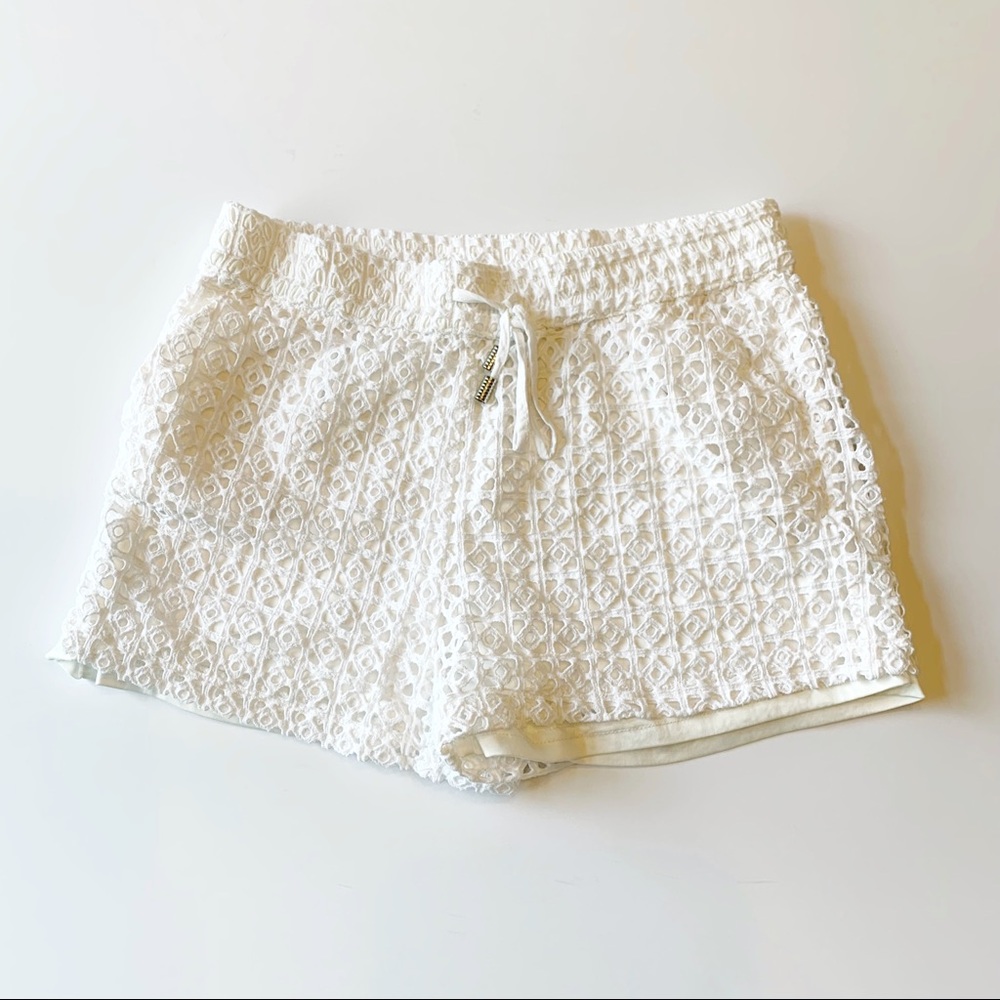 Anthropologie Elevenses White Eyelet Lace Shorts